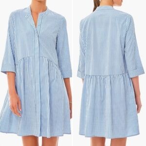 Tuckernuck Royal Dress 3/4 Sleeves Tiered Button Down Shirt Stripe New Size smal